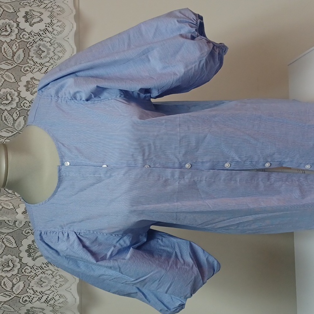 NWT Puffy sleeves stripes cotton blouse Size S